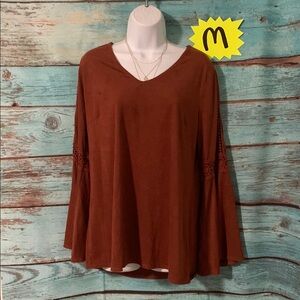 Hannah | Size M suede bell sleeve top - new without tags